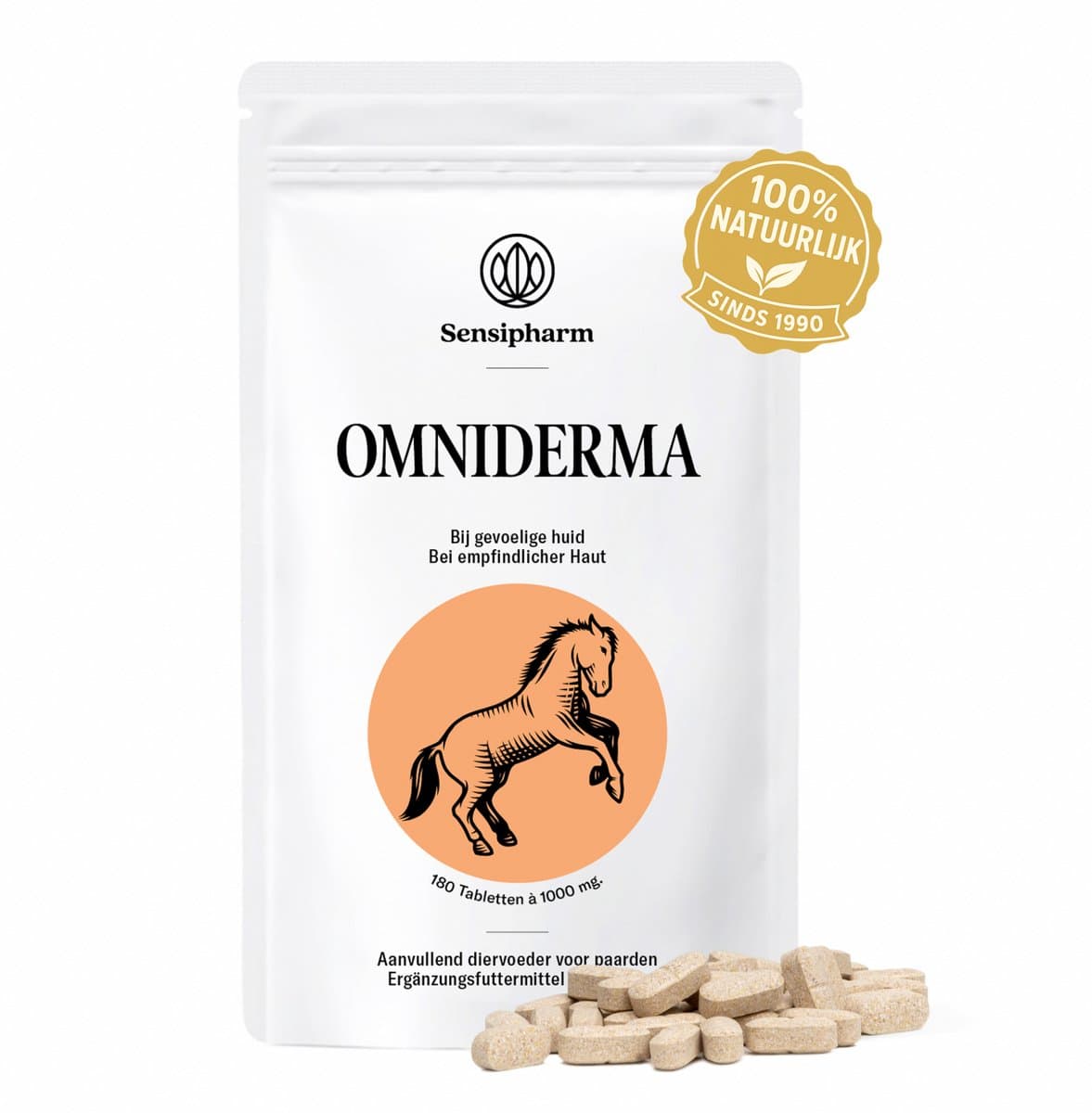 Sensipharm® Omniderma Paard - Anti Jeuk, Eczeem & Zomereczeem - Huid & Vacht Supplement - 180 Tabl.