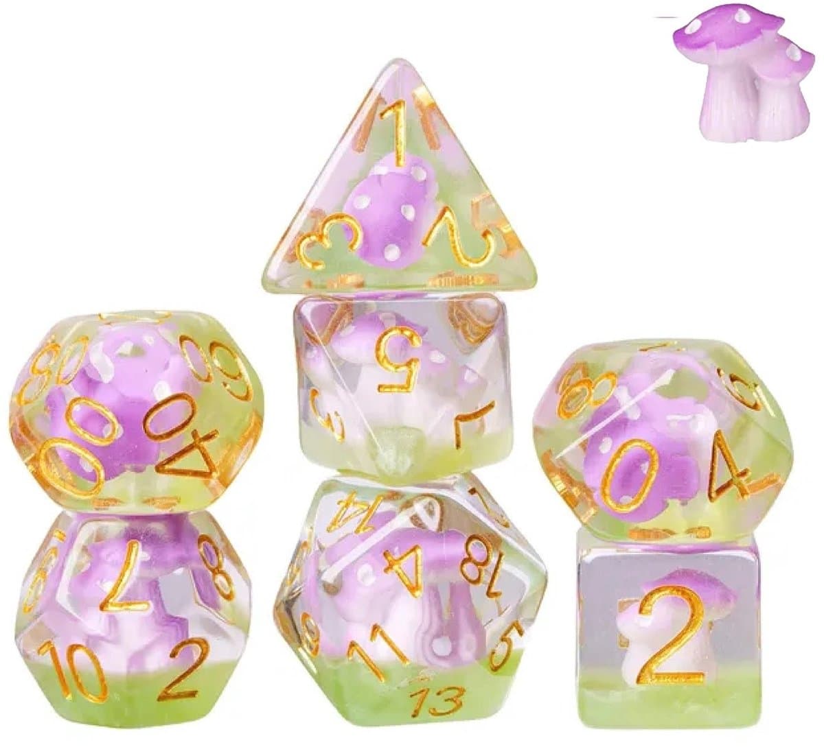 Lapi Toys - Polydice - Dobbelstenen dungeons dragons - Incl. dice bag - Resin - Roze