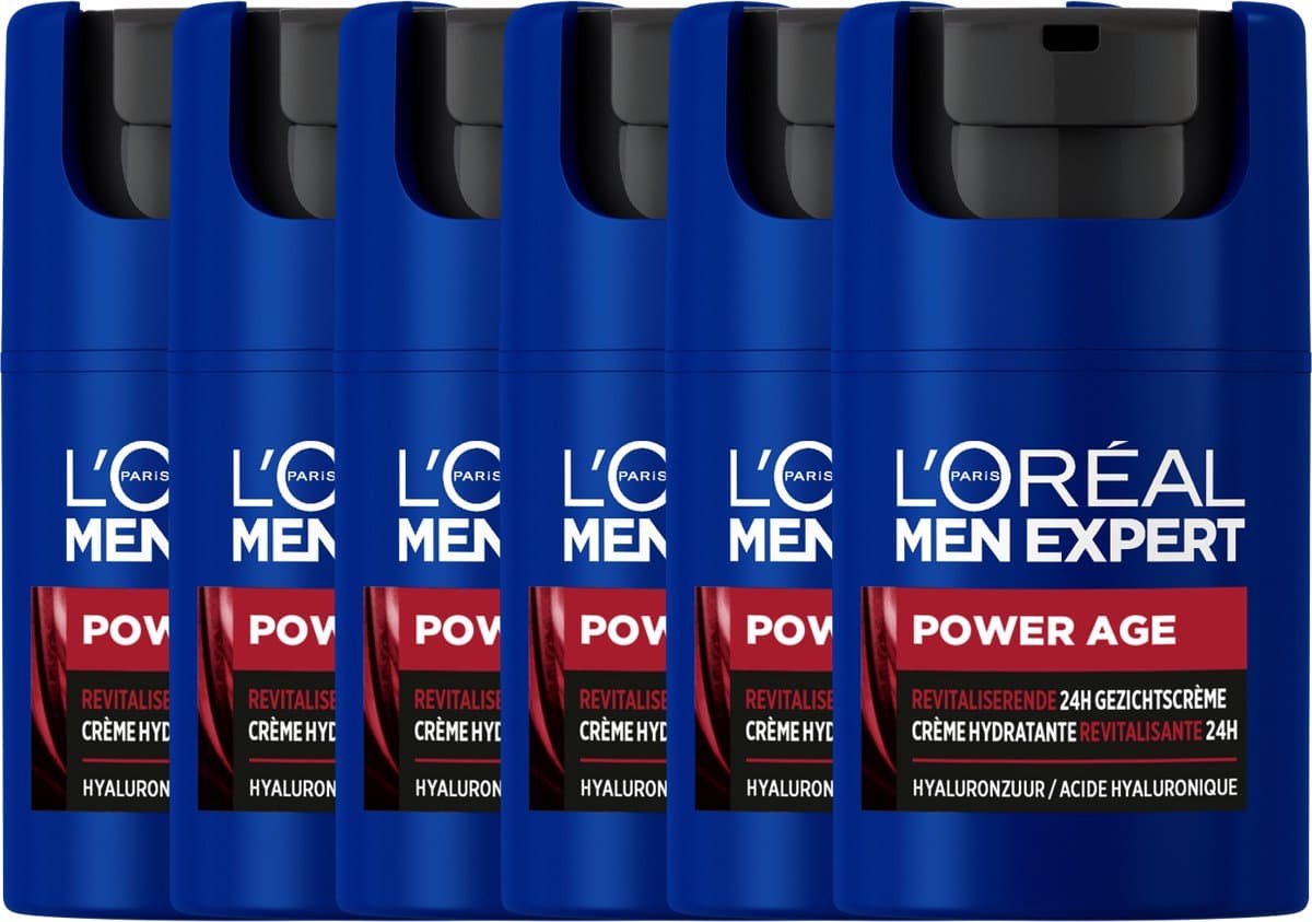L'Oréal Paris Men Expert Power Age - Hydraterende Gezichtscrème tegen Huidveroudering - voor de droge huid met verouderingsverschijnselen -6 x 50 ml
