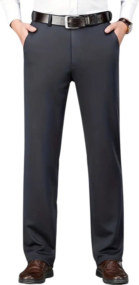 Livano Pantalon Heren - Chino - Golfbroek - Nette Broek - Elastische Tailleband - Volwassenen - Donkergrijs - L