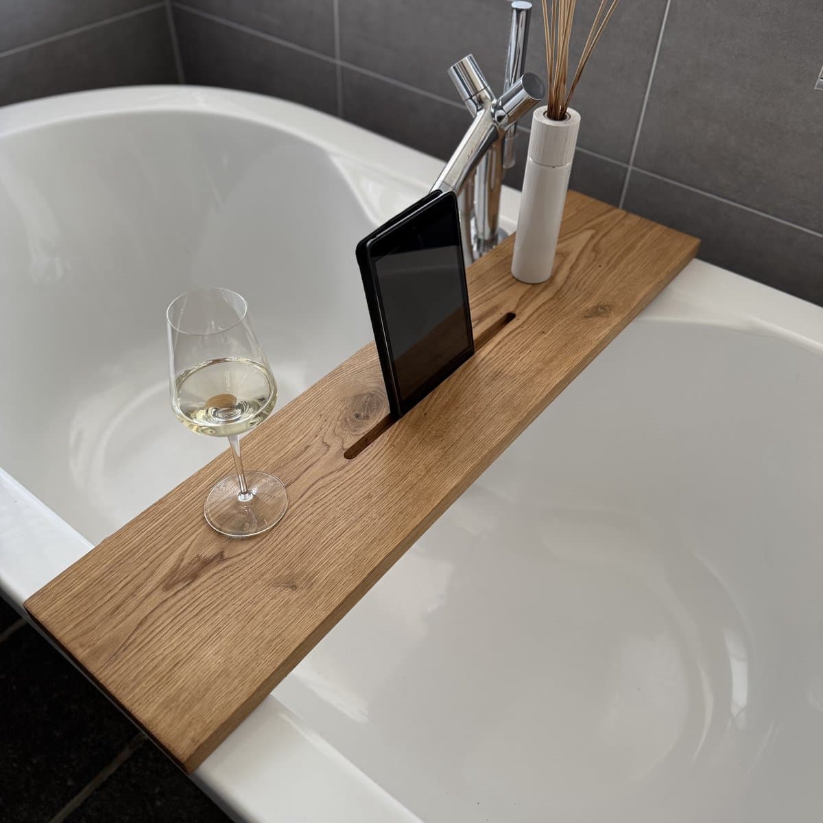 Maison DAM - Badplank eikenhout Pure - 65x20x3cm - Met Tablet uitsparing - Rubio Monocoat