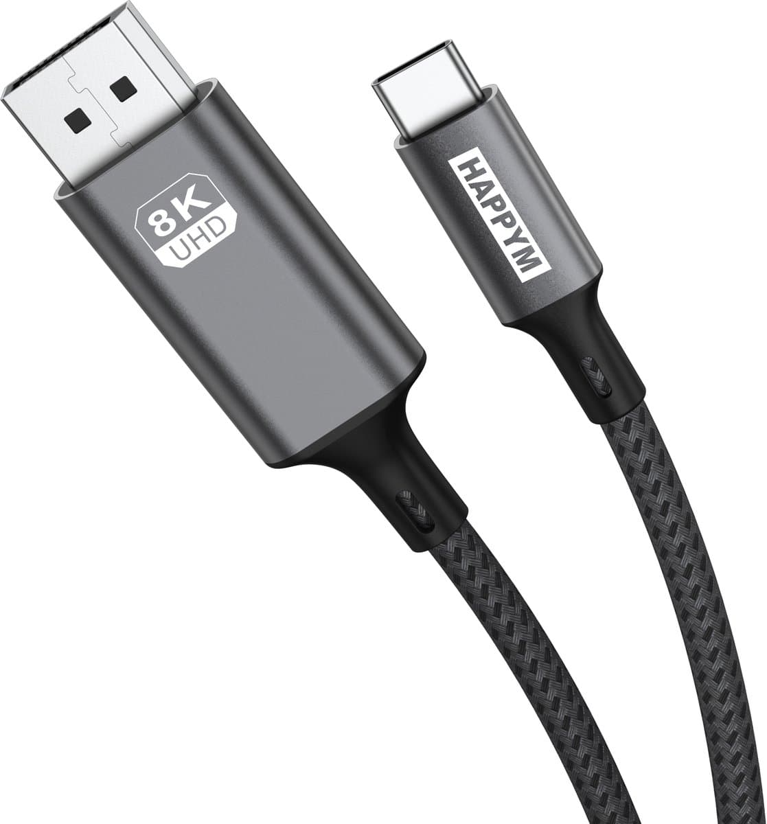 USB C naar Displayport Kabel 2 Meter – Ultra High Speed 8K60Hz voor Haarscherpe Beeldkwaliteit 4K144Hz