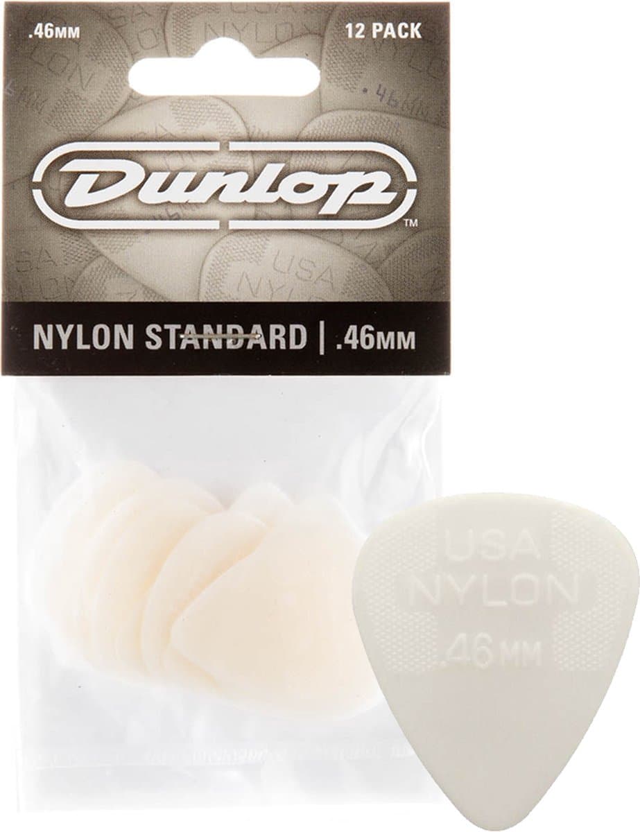 Dunlop 44-P-46 0.46 Mm Nylon Plectrums Creme Kleur 12 Pack Voor Elektrische En Akoestische Gitaren