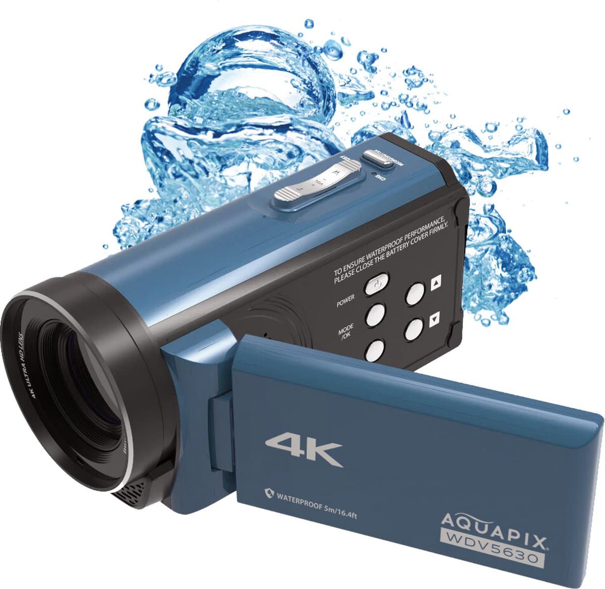 Aquapix WDV5630 Blue - 5m Waterproof 4K camcorder