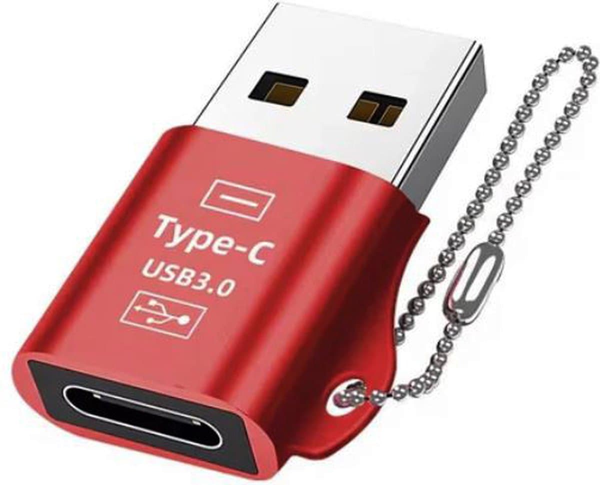 NÖRDIC C-OTG3 USB-C naar OTG USB-A mini adapter - Rood