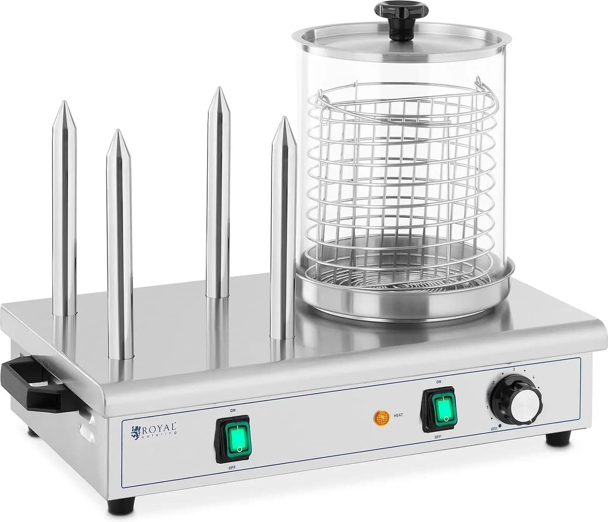 Hotdog-maker - 550 W - 4 verwarmde spiesjes - Royal Catering
