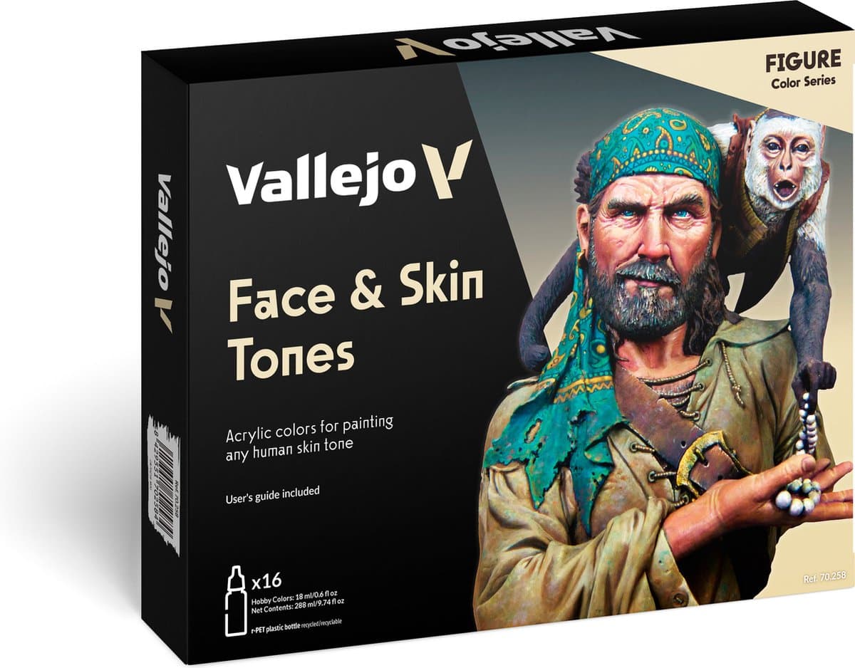 Vallejo Hobbyverf Acrylverf - 70258 Model Color - Gezichts- en huidtinten Kleuren - Acryl Set 16x18ml Verf set