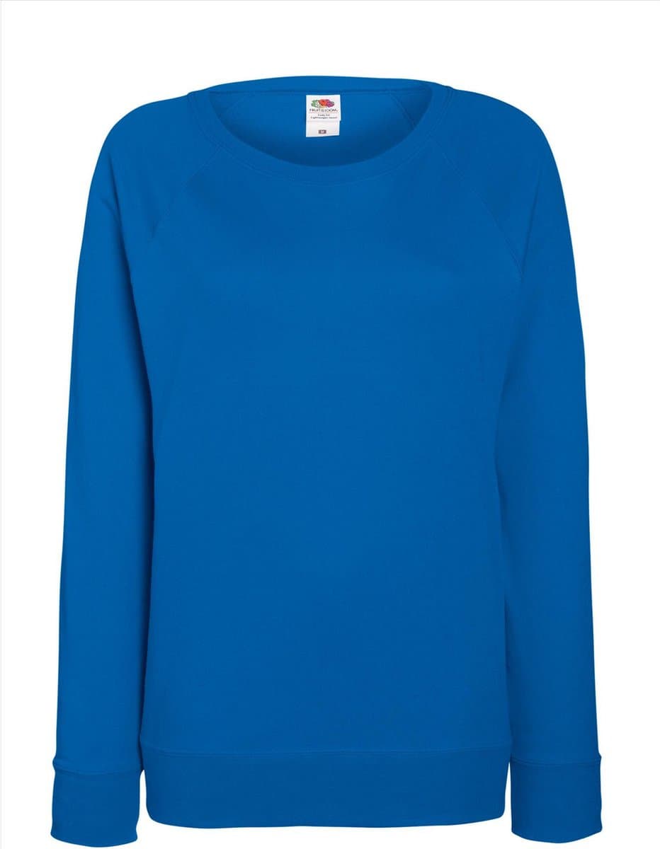 Blauwe sweater / sweatshirt trui met raglan mouwen en ronde hals voor dames - blauw - basic sweaters 2XL