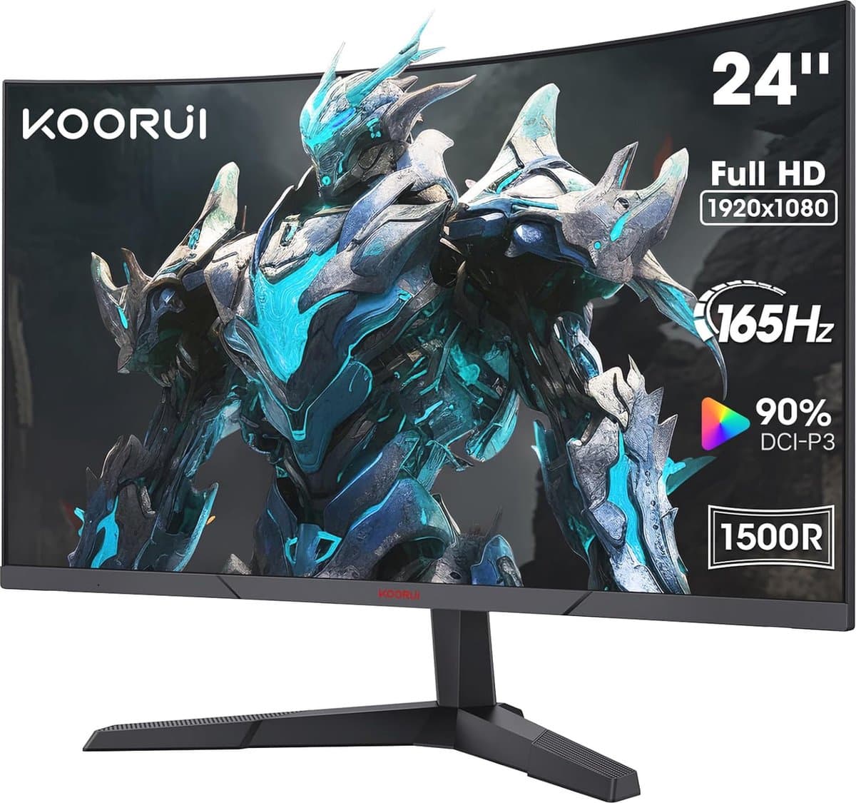 24 inch gebogen gamingmonitor FHD 1080p 165Hz met 1ms responstijd en HDMI/DP