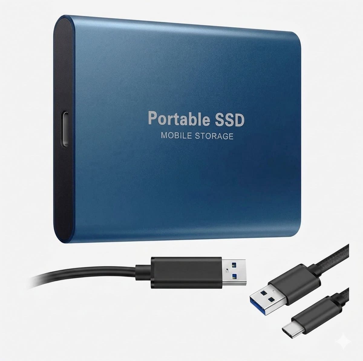 TRESTO - Portable SSD – Externe SSD – 4TB opslag – Blauw SSD – inclusief USB C kabel – USB 3.1 – draagbare SSD – SSD harde schijf – externe harde schijf 4TB – SSD voor laptop – blauw – geschikt voor Windows, Mac en Android