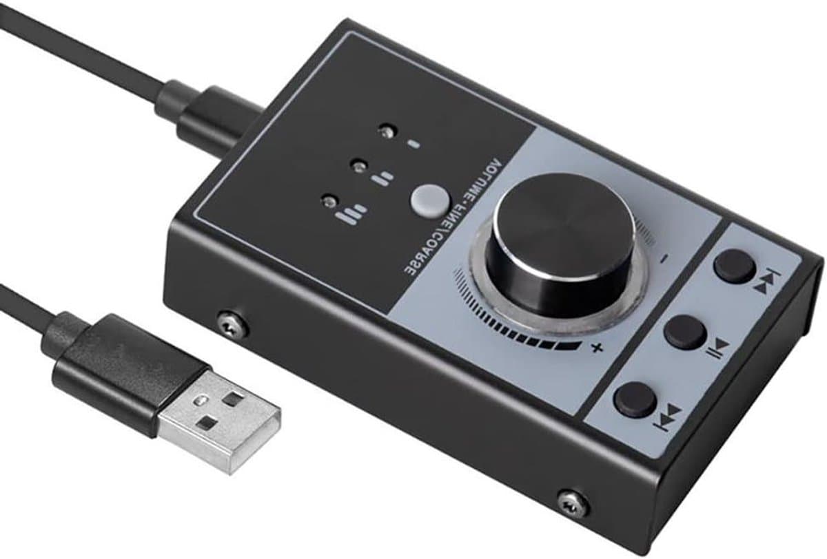 Volume Controller - Audio Knop - Muziek Bedienen - Eén Knop Mute - 98x59x34mm - Zwart