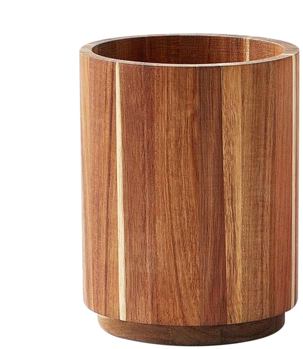 OLOEY Houten bestekhouder – 7,1 inch opbergcaddy met draaibare voet en vakverdeling – Bestekorganizer voor keuken, camping, barbecue, picknicks en buitengebruik