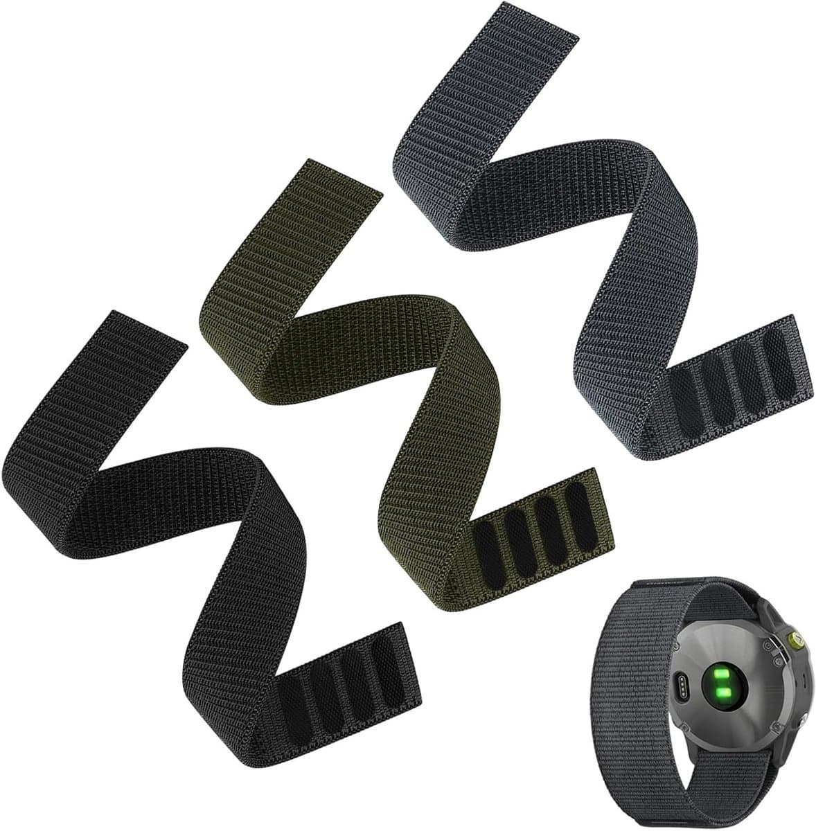 Set van 3 22mm Nylon Horlogebanden, Lichtgewicht en Sneldrogend, Wasbare Vervangband voor Fenix 6, Fenix 5, Fenix 7 en EPIX 2, Geschikt voor Garmin Forerunner 955