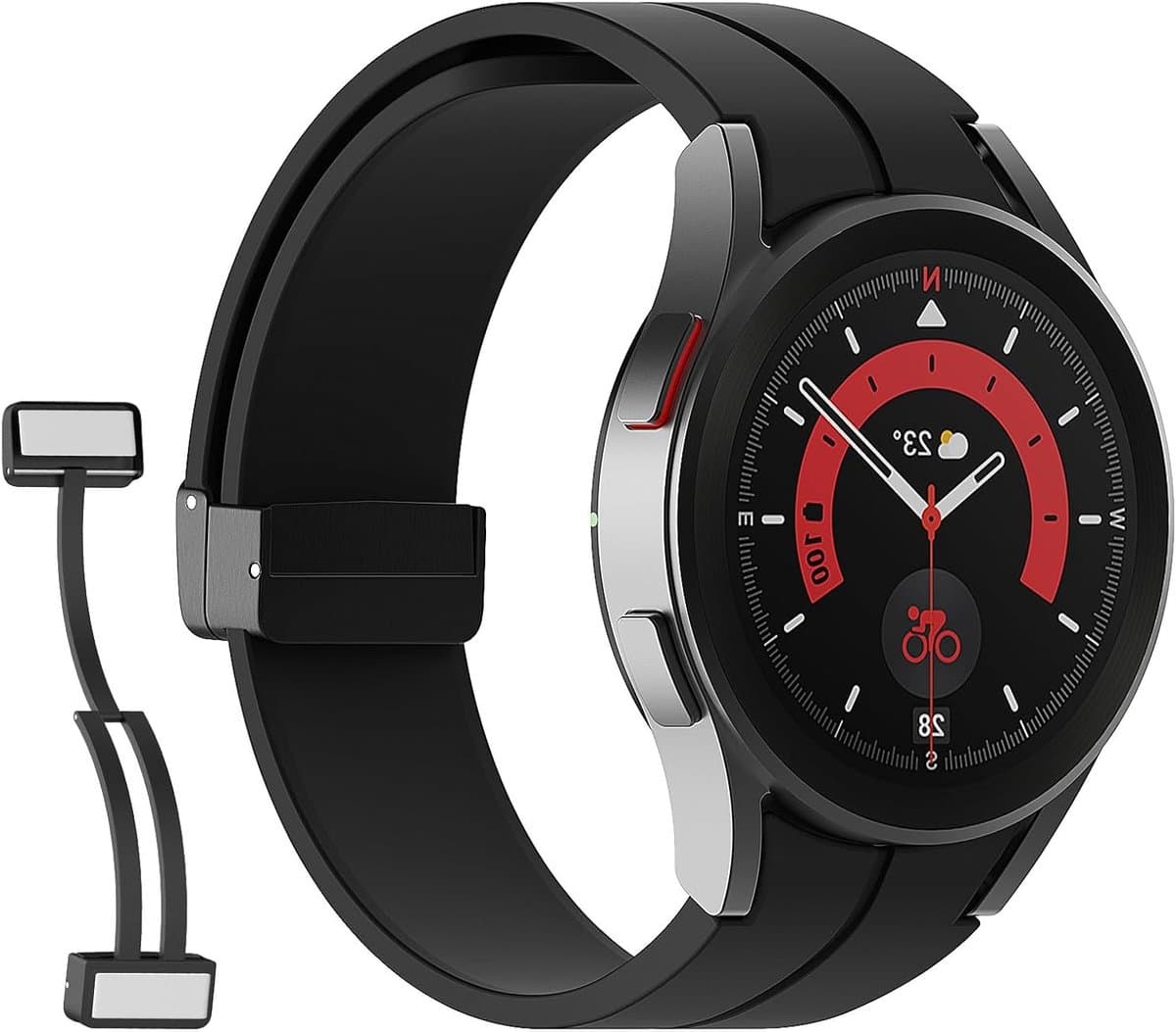 Magnetische Sluiting Silicone Band Geschikt voor Samsung Galaxy Watch 7 FE 6 5 4 en 5 Pro, Geen Kieren, Comfortabele Horlogeband voor Klassieke Modellen