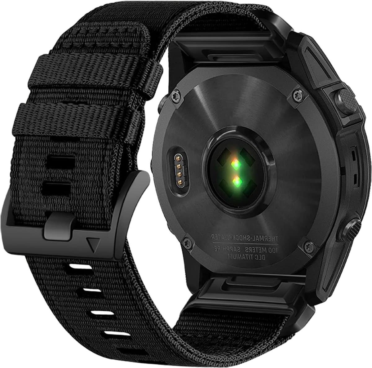 Duurzame Nylon Horlogeband voor Garmin Fenix 7X, 6X, 5X en Enduro, 26mm, Verstelbare Sportband met Rvs Sluiting en Snelle Bevestiging