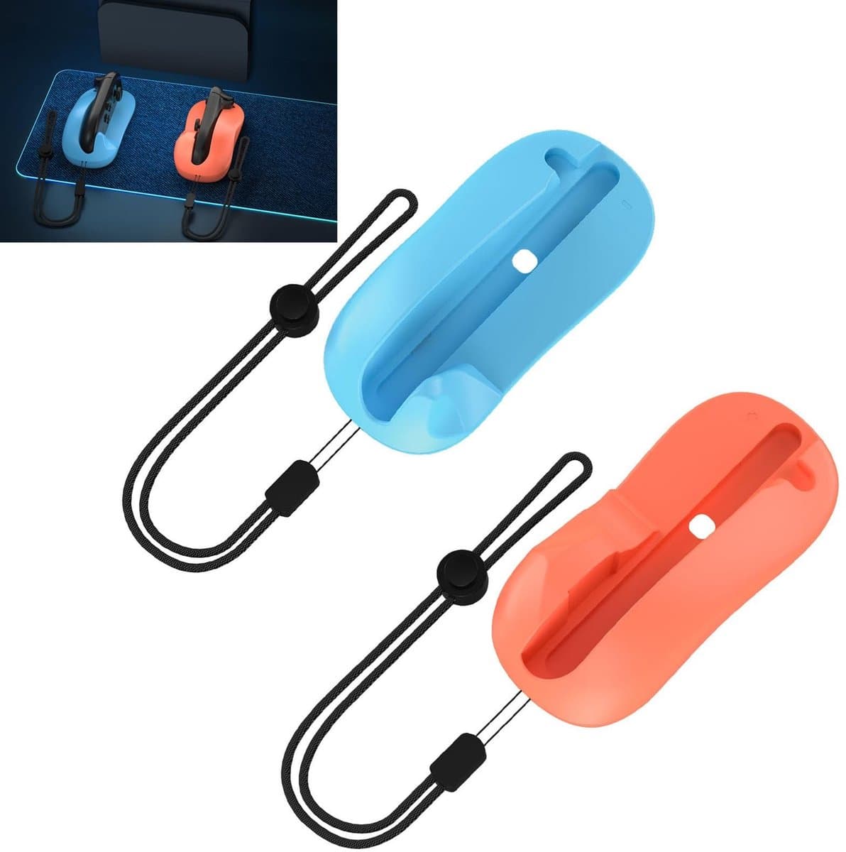 Allecto - Game Controllers Stand - Muizenstijl - Ergonomisch ontwerp - Oranje Blauw - Voor Nintendo Switch - Verbeterde grip - Geschikt voor gamers..