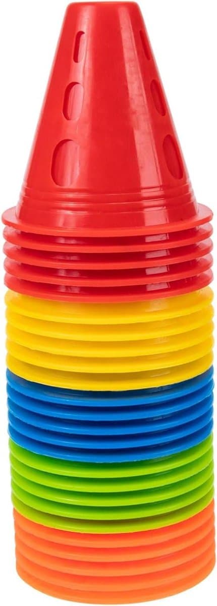 Trainingskegels Set - Verkeerskegels Mini - Sport Training - Winddicht Ontwerp - 25 Stuks - Diverse Kleuren