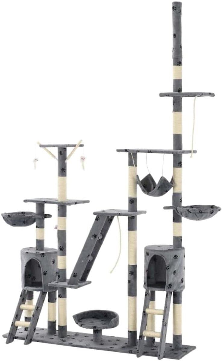 Kattenkrabpaal - Speelhuis kat - Klimmen en spelen - Meerdere verdiepingen - 22 kg - Grijs