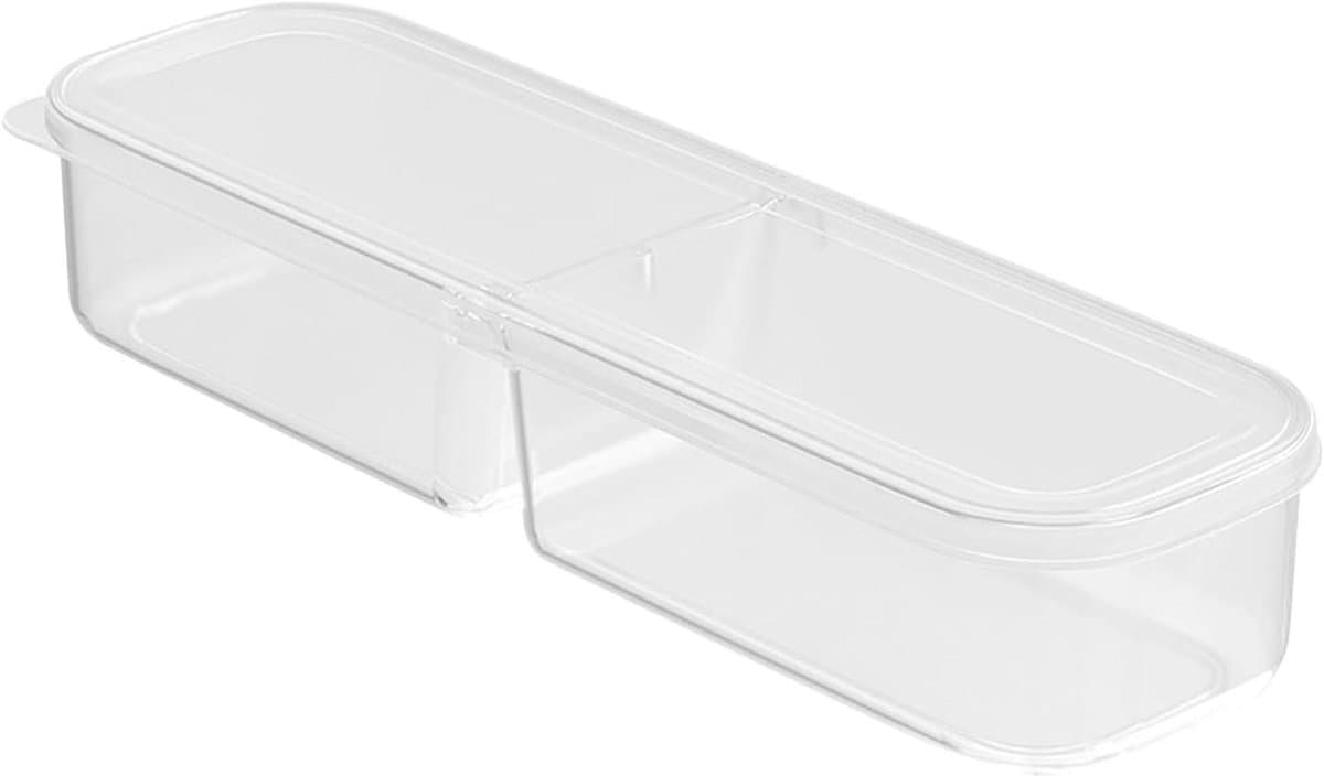 Koelkast Opbergbakken - Voedselcontainers Deksel - Voedsel Vers Houden - Stapelbaar Ontwerp - 28x9x6 cm - Transparant