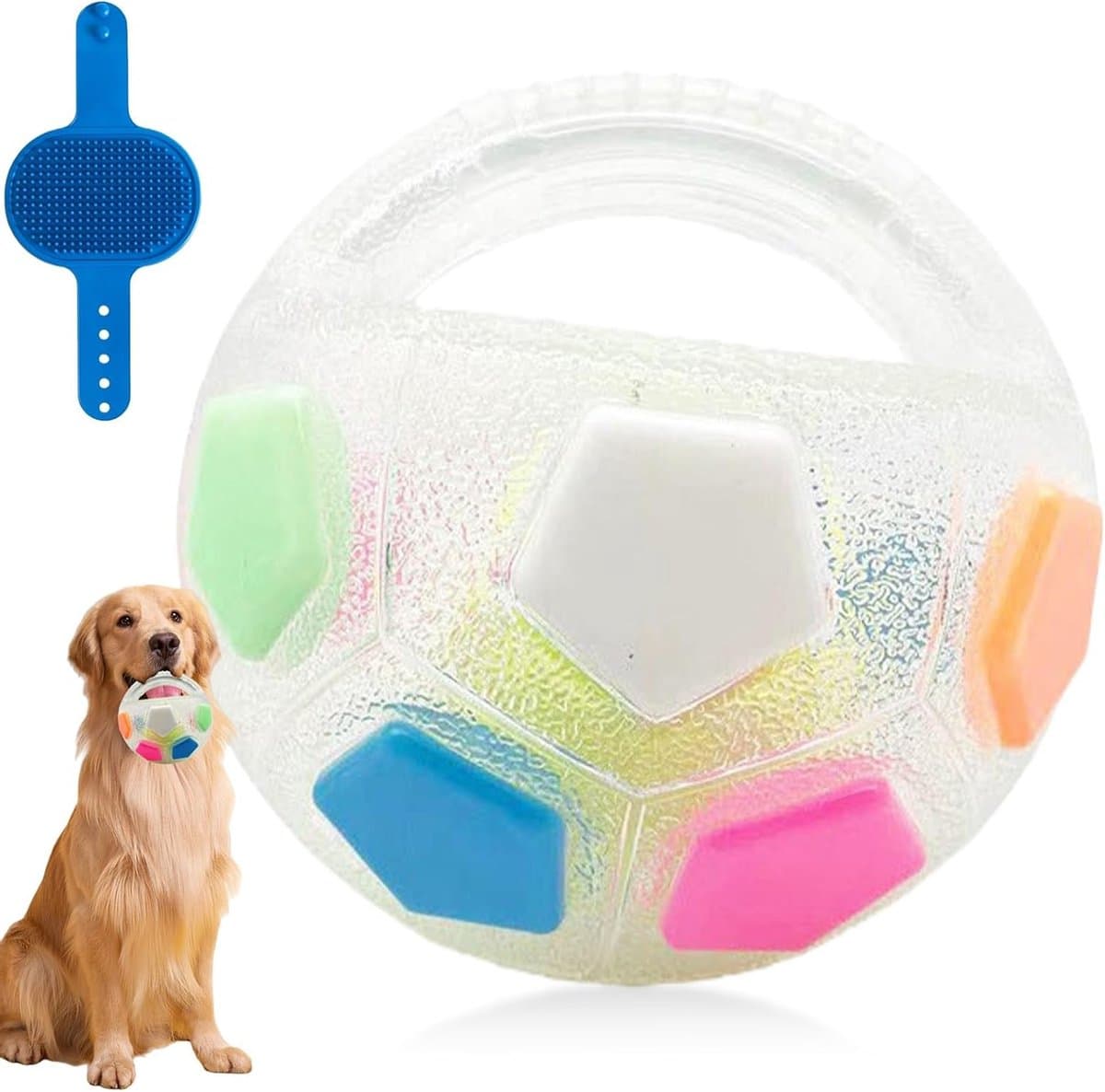Kalmerende bal voor honden, onverwoestbaar met handvat, antistress hondenspeelgoed, voedselveilig materiaal, geschikt voor kleine en grote honden, stressverlichting en speelplezier