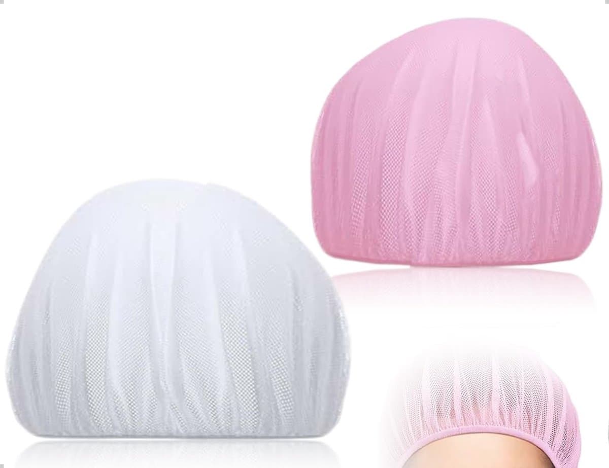 Dailygoods- Haarnet Ademend - 2 Stuks - Verstelbare Haarnetjes - Mesh Slaapmuts - Roze/Wit - Comfortabel en Duurzaam