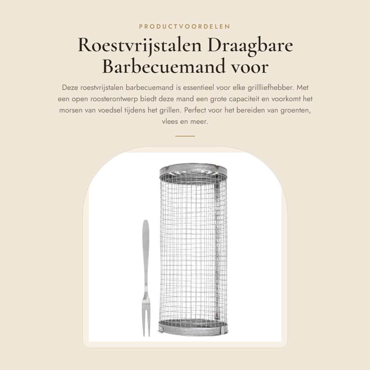 Dailygoods- Barbecuemand Roestvrij Staal - Grillmand BBQ - Hittebestendig - Mesh Deksel - Grote Capaciteit - Voor Groenten/Vlees