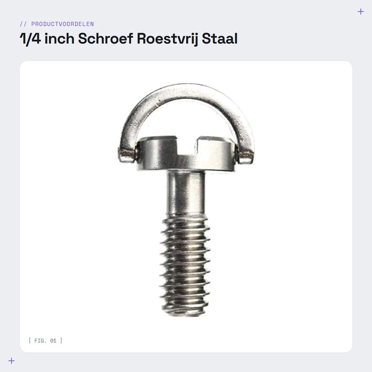 Dailygoods- Schroef 1/4" - Roestvrij Staal - Schroef voor Statief/Monopod - Snelwisselplaat - Huishoudelijk Gereedschap - Nauwkeurige Ambachtsman - Cameraschroef