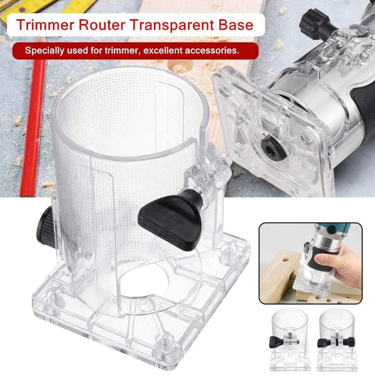 Dailygoods - Houtbewerkingstrimmer - Routerbasis - Transparant - Elektrisch Gereedschap - Accesoires voor Houtbewerking - Voor Klussen