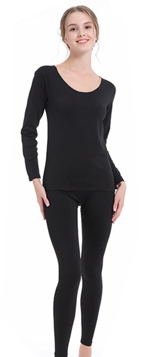 Dailygoods- Thermo Ondergoed Dames - Lange Onderbroek - Thermische Set - Naadloze Manchetten - Sweatshirt-Kraag - Elastische Tailleband - Thermolegging