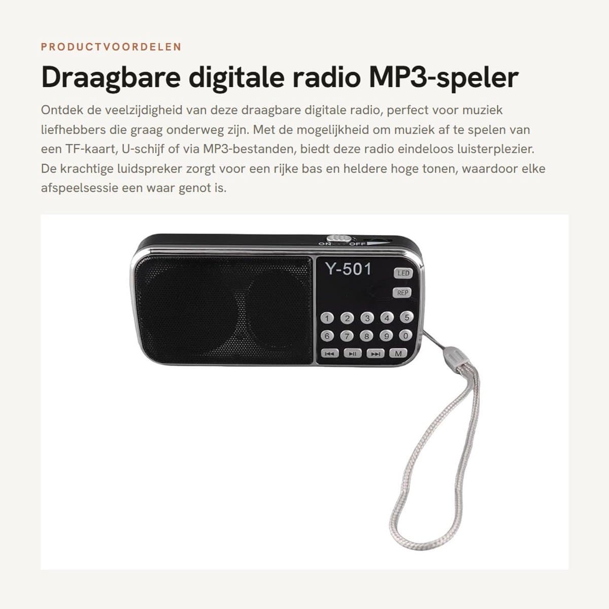 Dailygoods- Digitale Radio Draagbaar - FM-Radio - MP3-Speler - Krachtige Luidspreker - USB/TF/AUX - Slagvast ABS-Materiaal - Portable Speaker