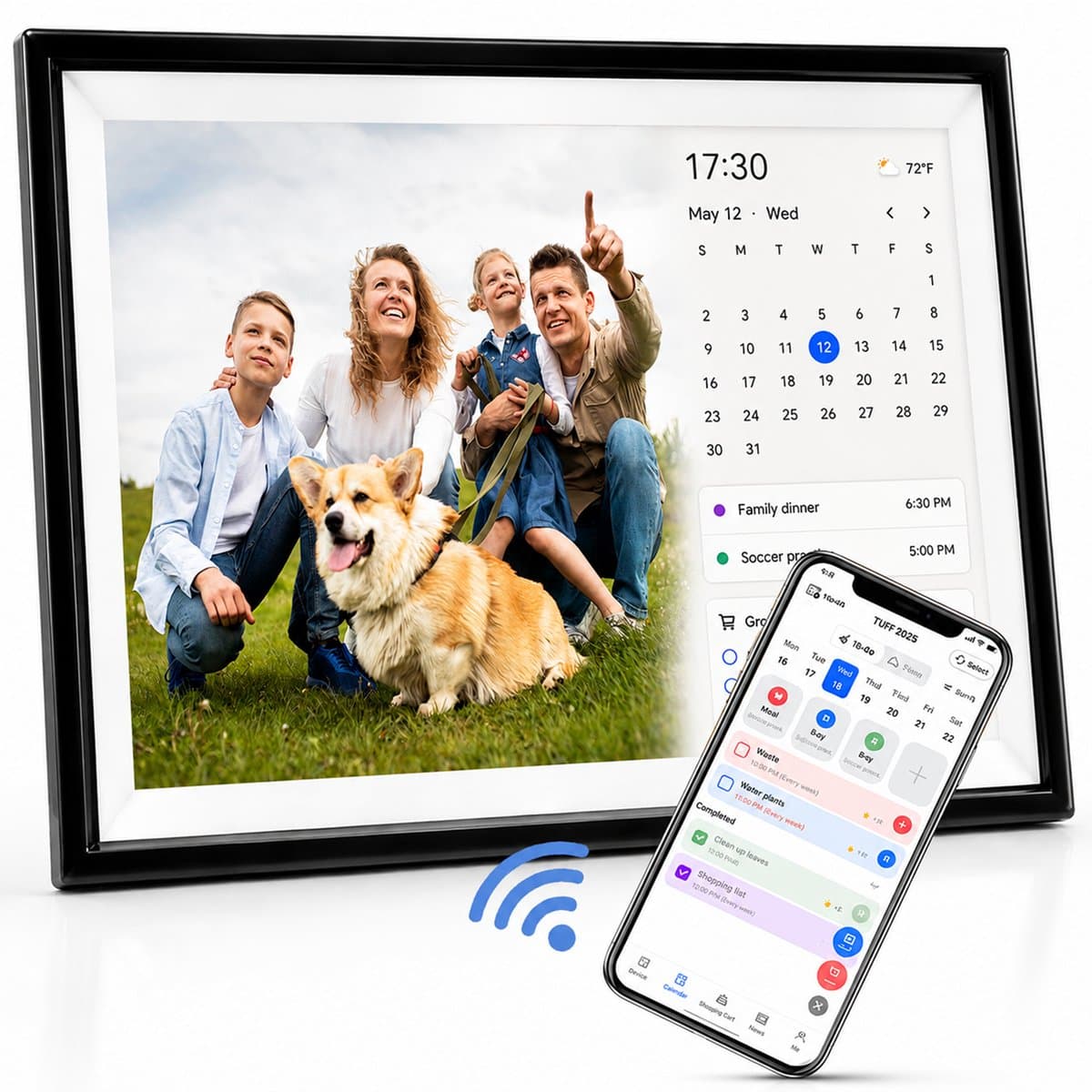 FAMPHOS 10 Inch Smart Family Frame – Digitale Fotolijst met WiFi, Gezinsplanner, Kalender & Takenlijst – Premium Cloud Photo Frame voor het Hele Gezin