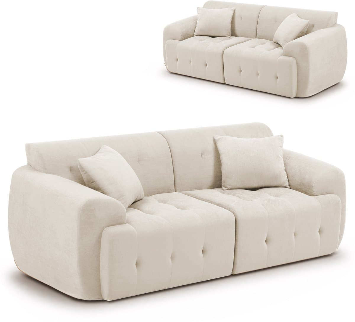 COMHOMA - 2-Zits Bank 180 cm - Modern Stoffen Design zonder Montage - Beige