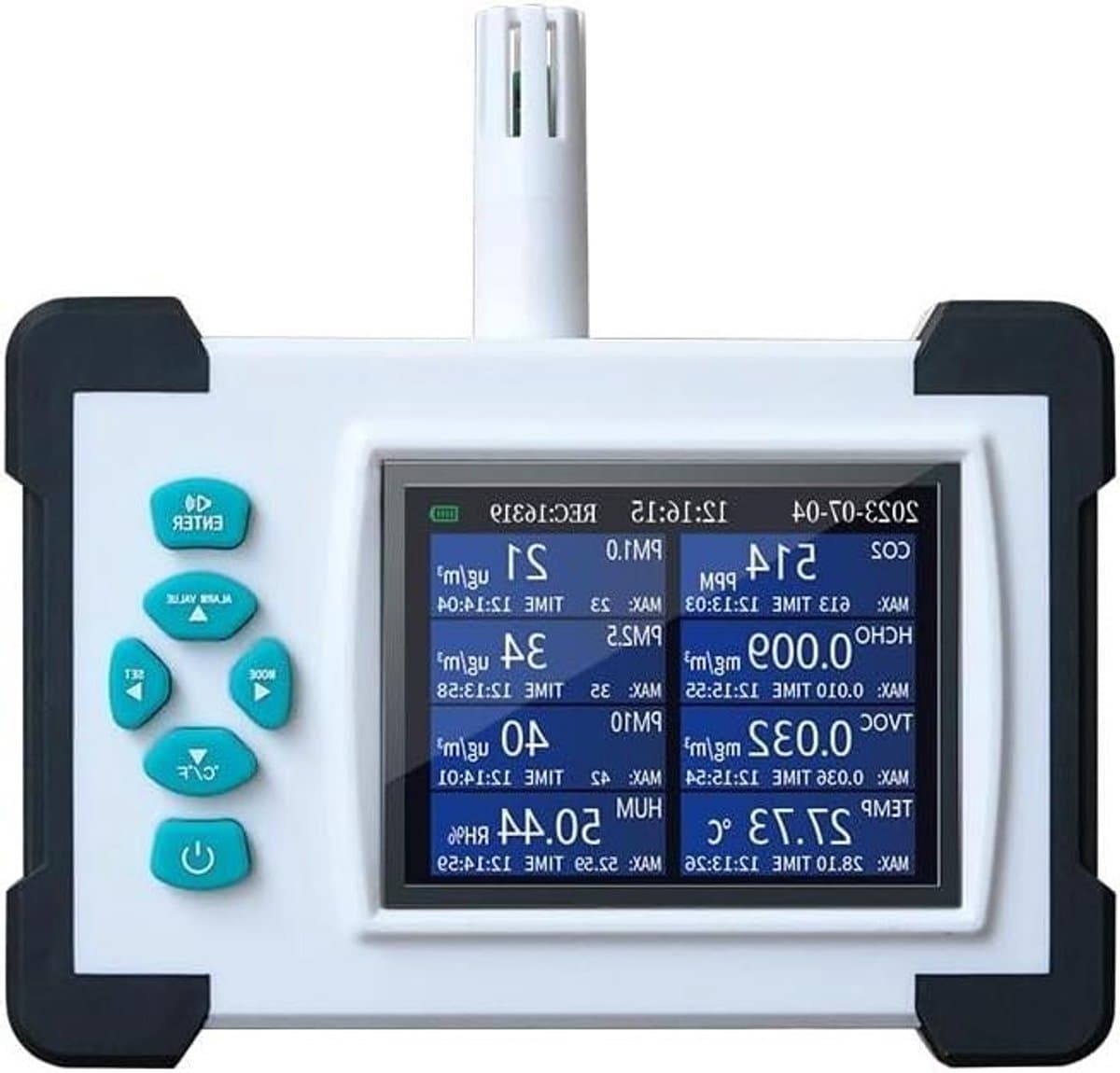 Luchtkwaliteitsmeter - Gasdetector CO2 Monitor - Luchtkwaliteit Meten - Meerdere Sensoren - 10x10x10 mm - Wit