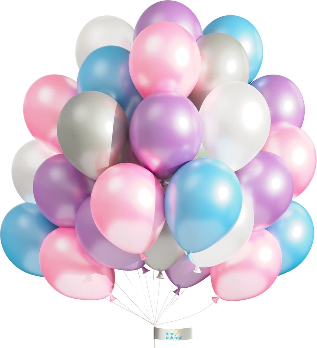 Luna Balunas Gekleurde Latex Ballonnen Set 50 st Paars Roze Berry Lila Frozen Wit - Geslaagd Verjaardag - Eco friendly FSC Communie