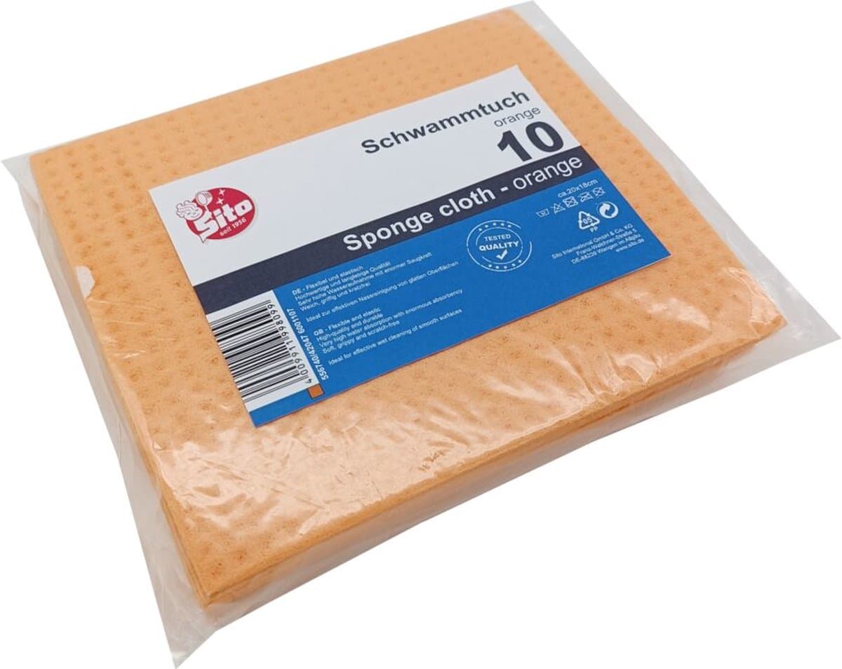 Sponsdoekjes oranje 10 stuks - biologisch - goed absorberend - vochtige sponsdoek