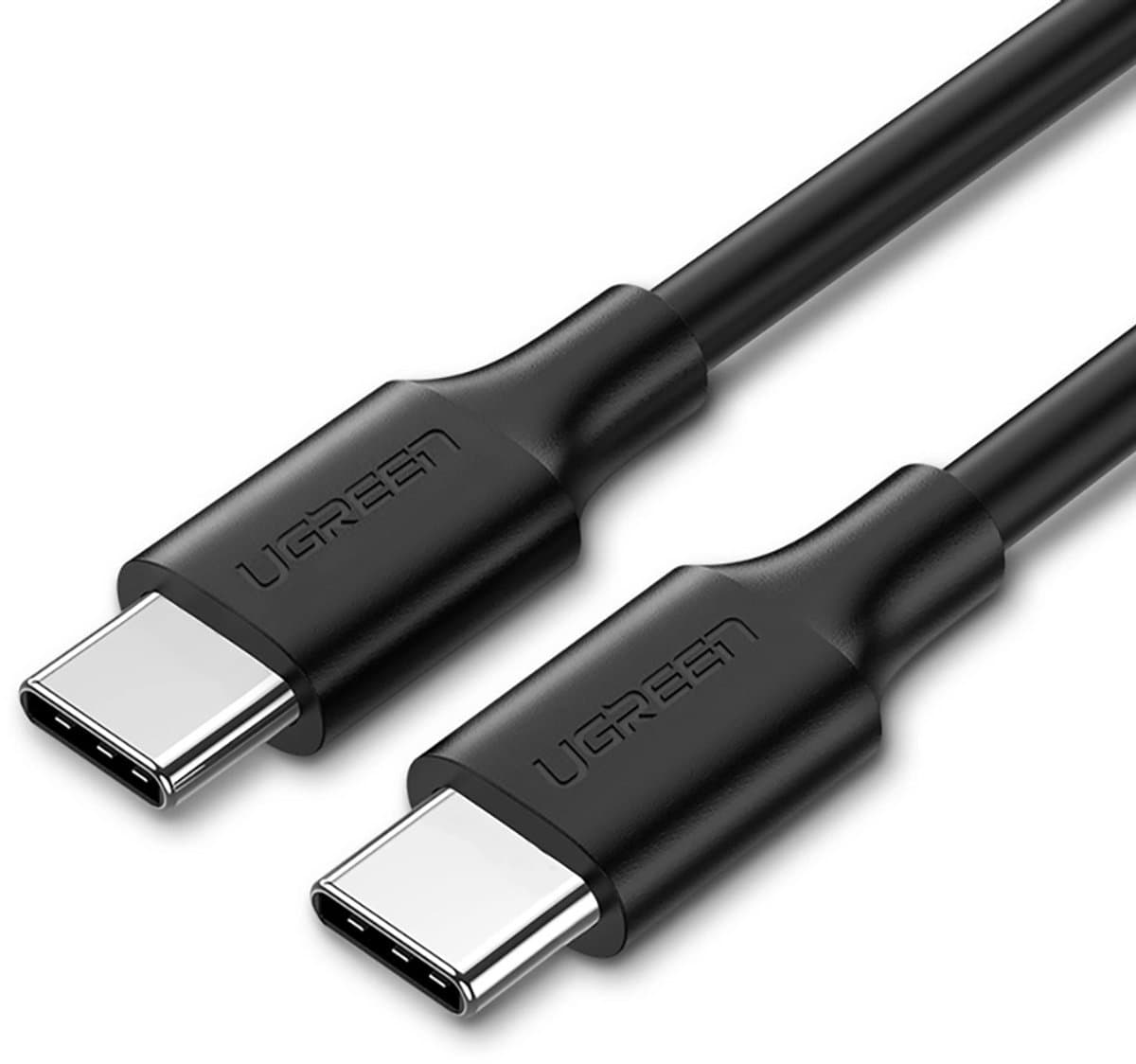 UGREEN USB 2.0 Type-C M-M ronde nikkelkabel, zwart, 1,5 m, compatibel met iPhone 17/16/15, Google Pixel 4, Samsung Galaxy S20, Huawei P30, enz.