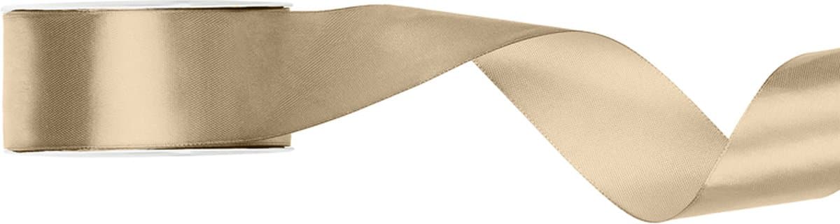 Satijn lint 25mm breed koud goud, rol 25 meter - hobbylint - sierlint - cadeaulint - satin ribbon