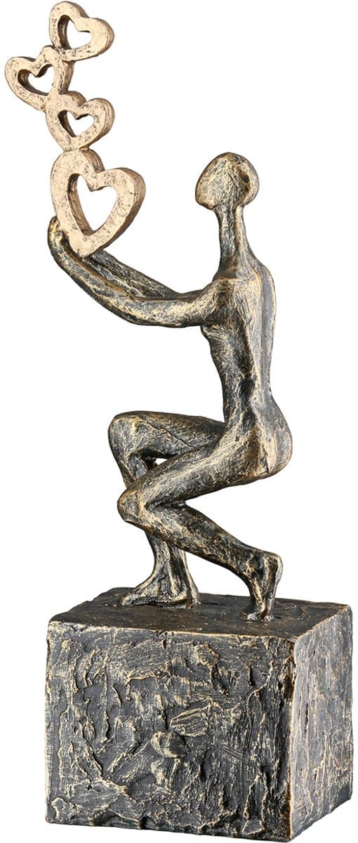 Beeld je liefde in balans houden - polyresin - 7x10x24 cm bronskleur liefdes beeld