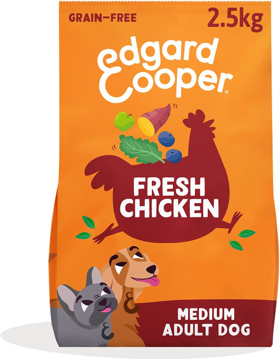 Edgard & Cooper Adult Hondenbrokken Voor Medium Honden, Verse Kip, 2.5Kg, Graanvrij Recept Met Natuurlijke Ingrediënten, Perfecte Vezelbalans