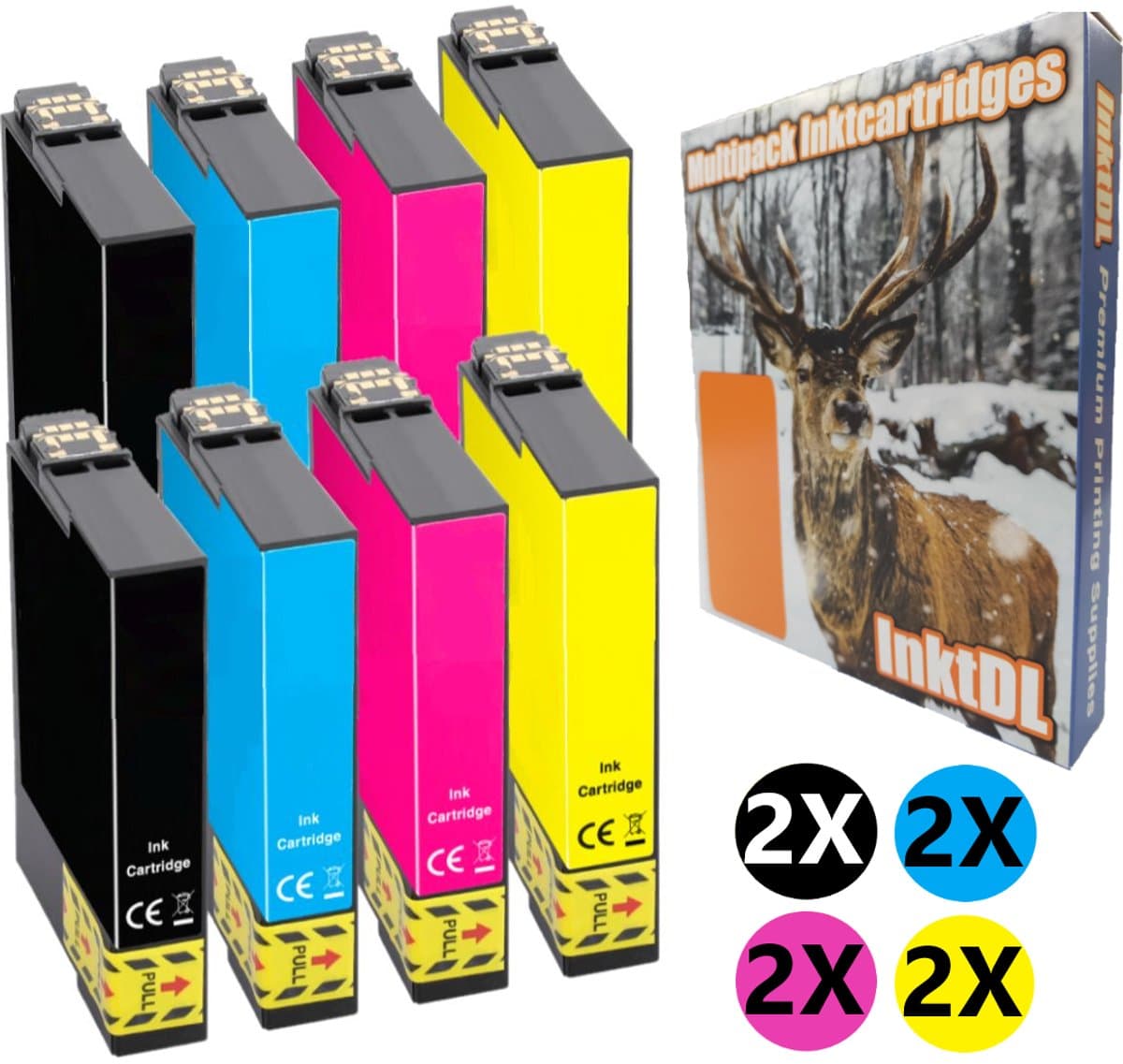 Huismerk geschikt voor Epson 18XL Inktpatronen (8X) - XP225 - XP322 - XP325 - XP402 - XP405 - XP412 - XP415 - XP422 - XP425
