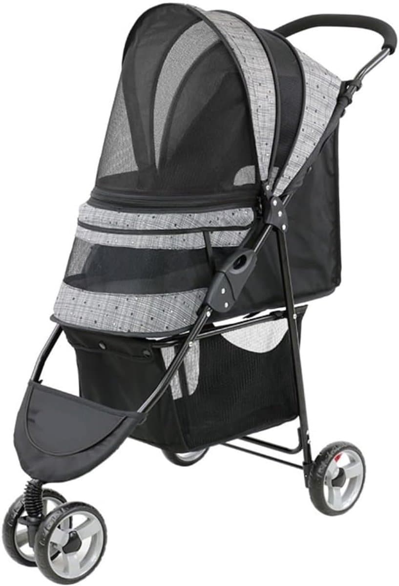 Huisdierenwagen - Dierenbuggy Kattenwagen - Buiten Reizen - Opvouwbaar Ontwerp - 11.4 kg draagvermogen - Zwart