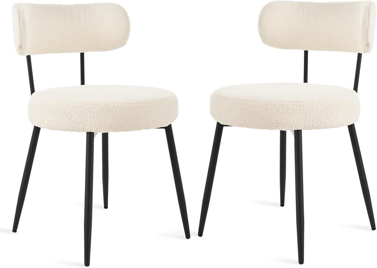 Eetkamerstoelen Set - Keukenstoelen Gestoffeerd - Comfortabel Zitten - Pocketvering Zitting - 50 x 54 x 805 cm - Beige Teddy