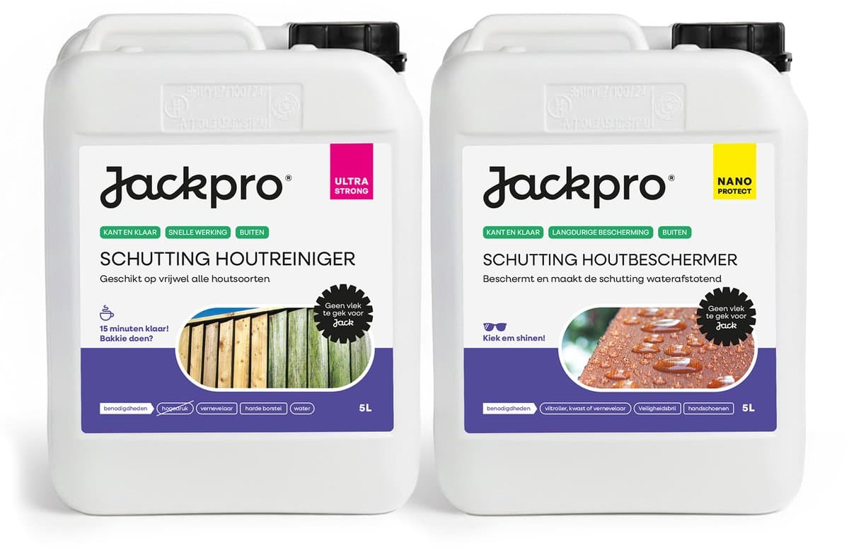 Jackpro Schutting Hout Compleet - 5L Schuttingreiniger & 5L Schuttingbeschermer