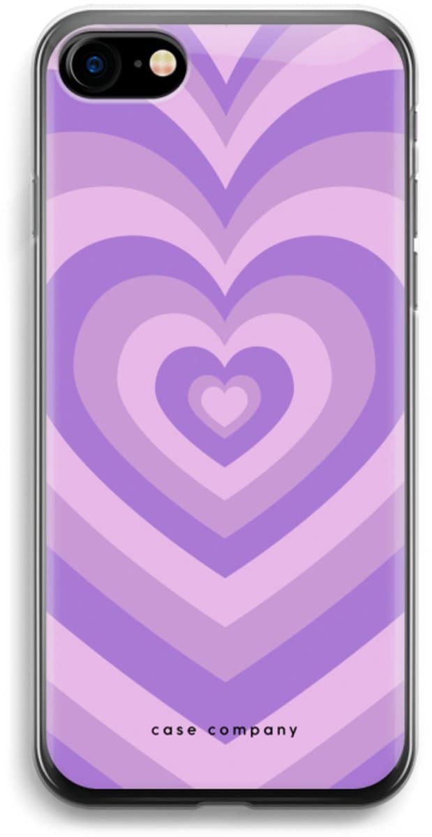Case Company® - Hoesje geschikt voor iPhone 7 hoesje - Hart Paars - Soft Cover Telefoonhoesje - Bescherming aan alle Kanten en Schermrand