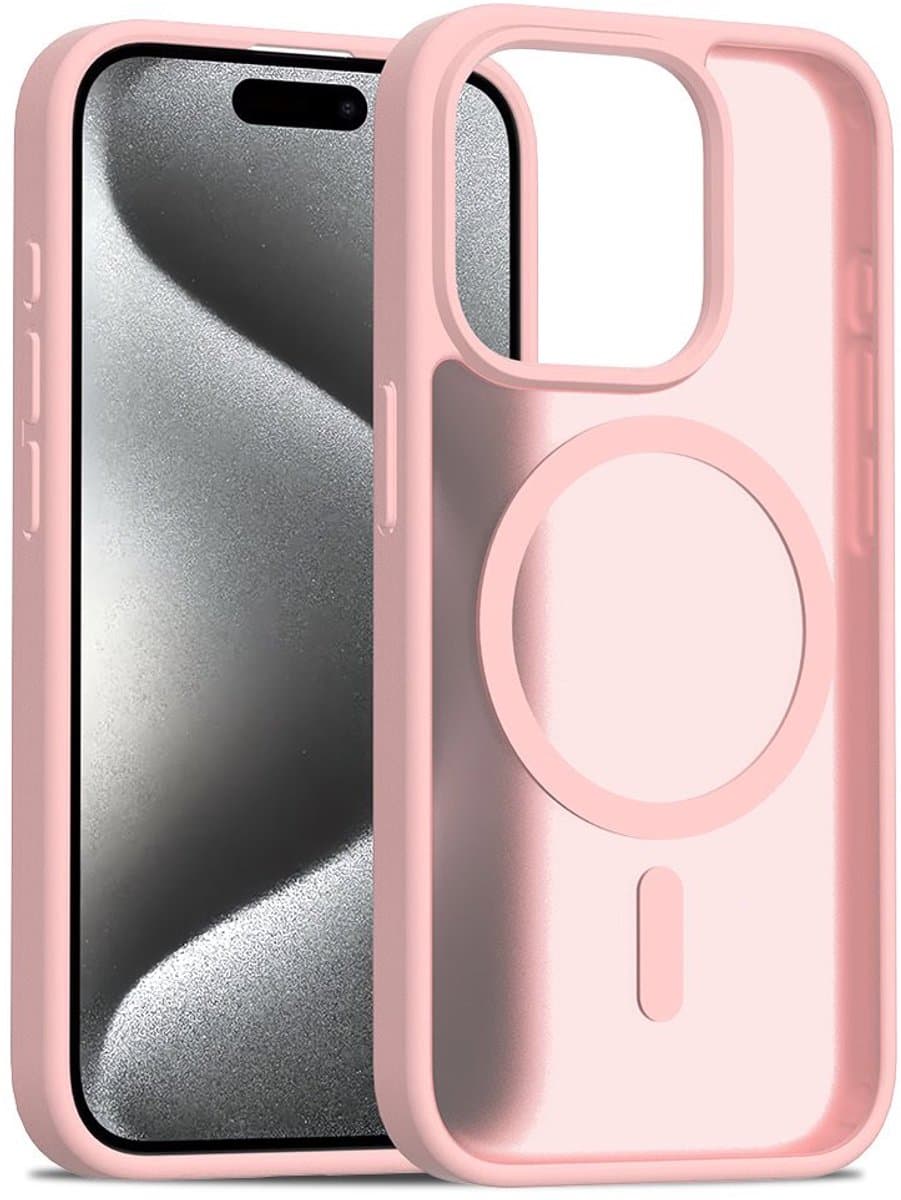 Solidenz Hoesje - Geschikt voor iPhone 15 Pro Max - FrostMag Backcover geschikt voor MagSafe - Roze