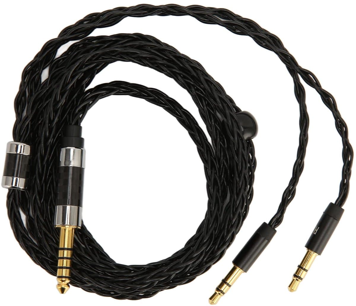 Headphone Cable, 4.4mm To Dual 3.5mm Silver Plated Headphone Cable Replacement 8-Core Balanced Headset Cable with High Resolution