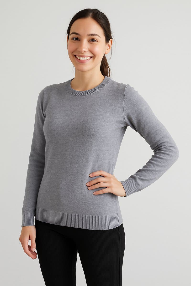 SUNMOOL Gebreide trui - Crewneck - Warme trui - Grijs - Maat : L