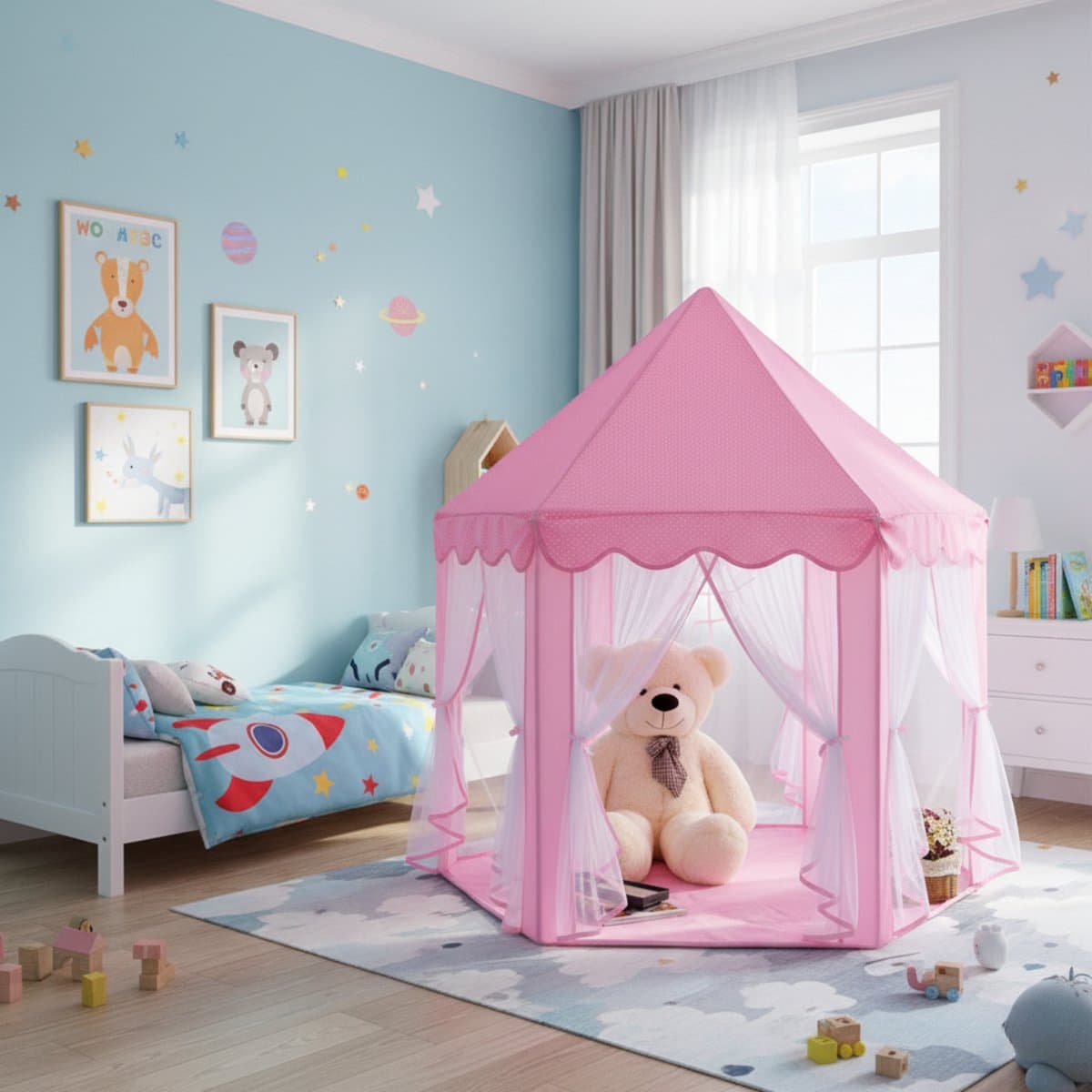 Bobbel Home - Speeltent voor Kinderen - Speelhuisje - Prinsessen kasteel -Met Bodem - 135x135x140cm - Roze