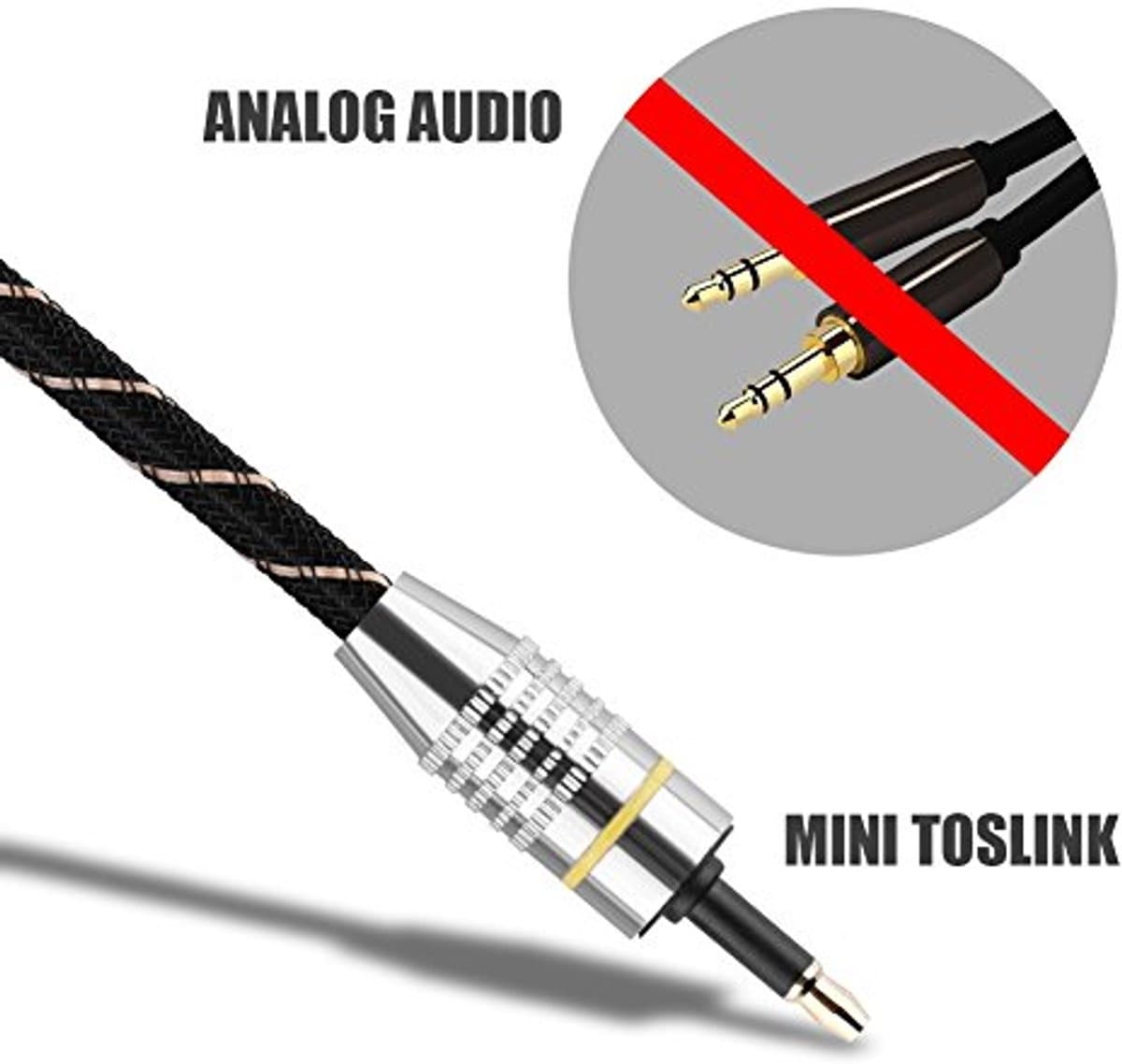 Richer-R optische audiokabel, Toslink naar mini-stekker 3,5 mm optische vezel digitale audiokabel, SPDIF vergulde connector rond met helder hifi-geluid (1,5 m)