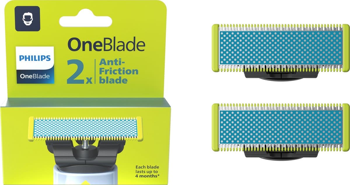 Philips OneBlade Anti-Frictie Blade - Vervangmesjes - Scheermesjes - 2 stuks -QP225/50